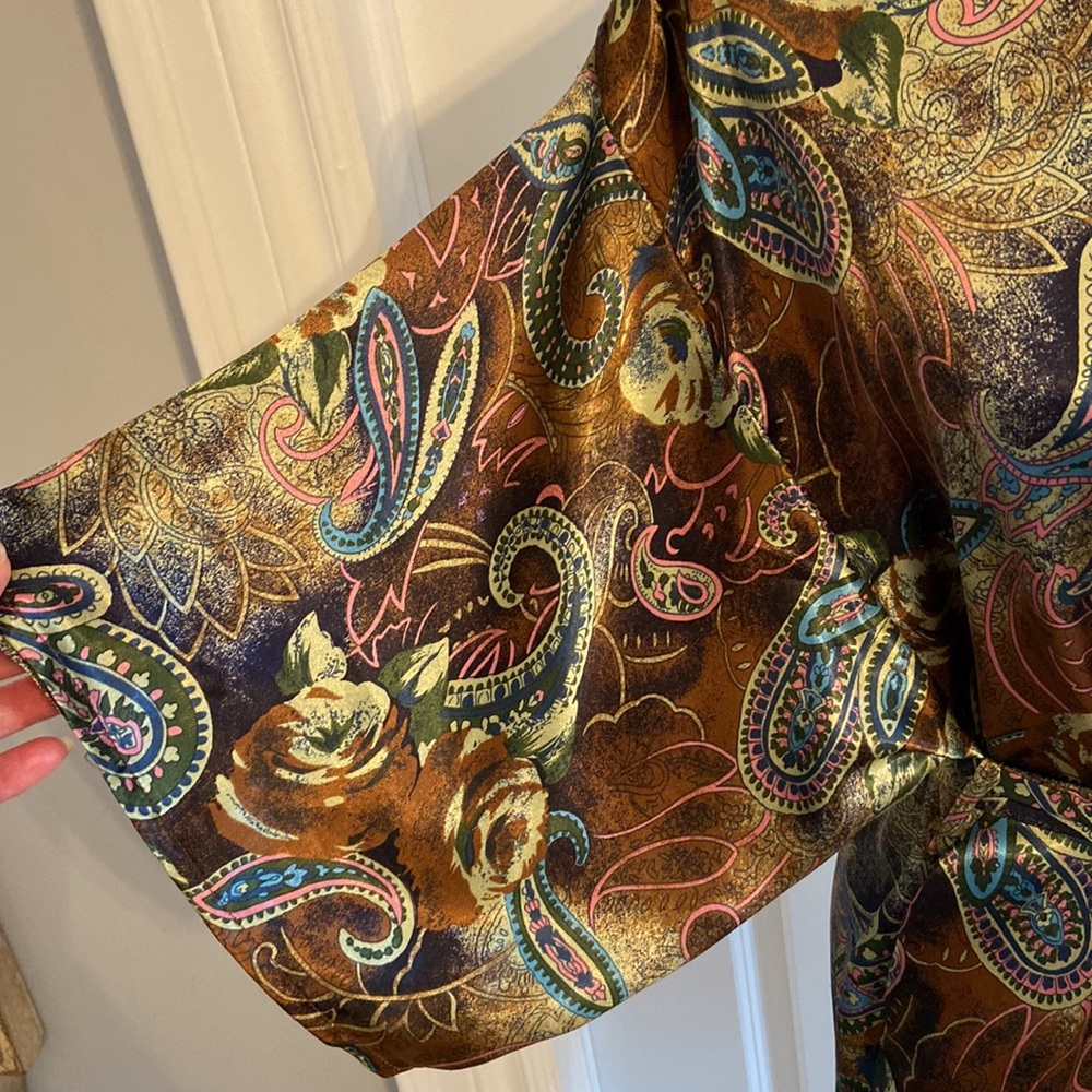 Paisley Satin Robe - Multicolor - Picture 4 of 8